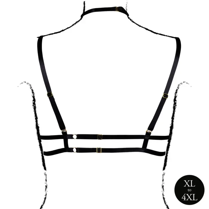 Atvērtu krūšu daļu trijstūra krūšturis ar kakla siksniņu un regulējamām siksniņām – Plus Size – melns Foto 5