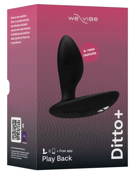 We-Vibe Ditto+ – app-controlled vibrating silicone plug – satin black