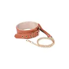 Blaze Elite Vegan Leather Collar with Chain Leash – Cognac — Photo 2
