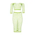 Neon Green Long Sleeve Crop Top and Long Skirt Set – One Size — Photo 5