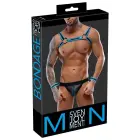 Svenjoyment Bondage men's jock set – harness, jock, 2 cuffs – black/blue – L — Photo 1