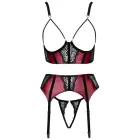 Cottelli LINGERIE комплект: бюстгальтер, пояс для чулок и стринги – M – тёмно-красный/чёрный — Фото 7