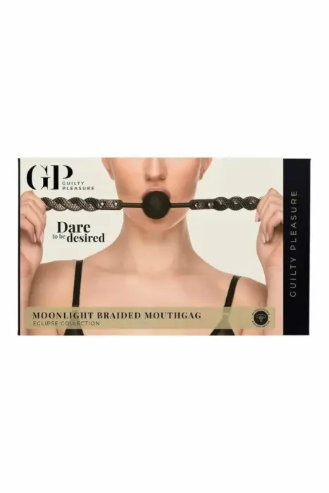 Guilty Pleasure Moonlight Braided Mouthgag – силиконовый шар – плетёный ремень из веганской кожи – матовый чёрный
