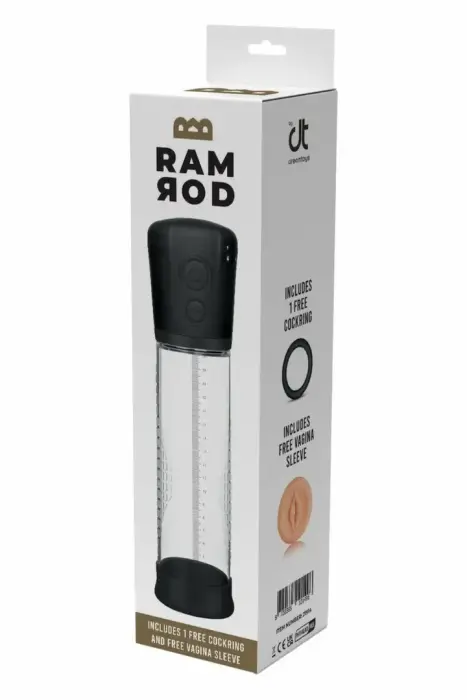 RAMROD Automatic – automātisks penisa vakuuma sūknis un intīmā mašīna – 3 sūkšanas ātrumi – caurspīdīgs – 20 cm