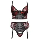 Cottelli CURVES pikk rinnahoidja ja sukahoidjaga stringikomplekt – must/punane – L — Foto 8