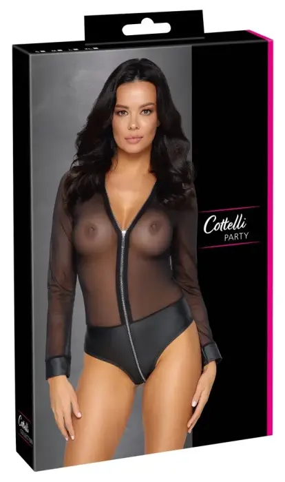 Cottelli PARTY Powernet боди с длинными рукавами – чёрный – XL