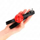 KINK Simplicity sarkans elpojošs silikona bumbiņas knevelis – 4.5 cm — Foto 3