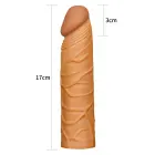 Add 1" Pleasure X Tender Penis Sleeve – TPE penis extender sleeve – Color: Brown — Photo 5