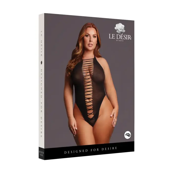 Jordan Open Work Bodysuit – Black – Queen Size