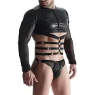 Men's T-shirt with Decorative Elastic and Metal Rings – Black – L — Photo 1