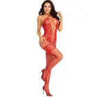 Heart Net Halter Bodysuit – Red – One Size — Photo 4