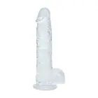 Reālistisks dildo ar sēkliniekiem un piesūcekni – 12.7 cm (5″) – Caurspīdīgs Foto 4