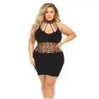 Rich B Phase – black halter neck deep V mini dress – Queen Size — Photo 1
