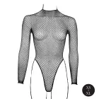 Body with Fishnet Structure and Turtle Neck – One Size – Black — Photo 7