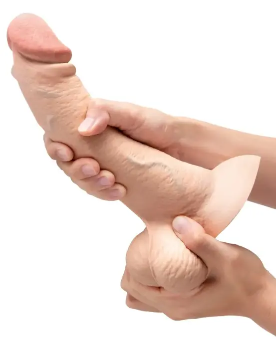 b-Vibe Slipskin išlenktas dildo – 22.3 cm (9″) – Realistiškas Photo