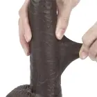 LoveToy Sliding Skin Dual Layer Dong – reālistisks dildo – TPE – melns – 22,9 cm — Foto 12