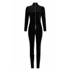Guilty Pleasure Total Eclipse Catsuit – комбинезон из Datex на всё тело с длинными рукавами, высоким воротом и молнией спереди – чёрный – Размер: L — Фото 4