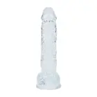 Reālistisks dildo ar sēkliniekiem un piesūcekni – 12.7 cm (5″) – Caurspīdīgs Foto 2