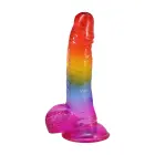 Realistlik dildo munanditega – 21.6 cm (8.5″) – Mitmevärviline — Foto 4