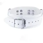 Red Leather Collar – Adjustable European Cowhide Model – White — Photo 2