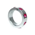 Metal Cock Ring with Pink Diamonds – Medium — Photo 1