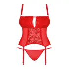 Obsessive Blossmina korsetes komplekts – sarkans – 4XL/5XL Foto 3