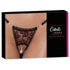 Cottelli LINGERIE Open Crotch String with Pearl Chain – Black/Red – S/M — Photo 1