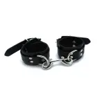 Black Leather Chain-Linked Cuffs — Photo 1