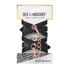 Sportsheets Sex & Mischief Brat наручники из искусственной кожи с цепочкой цвета розового золота – чёрные — Фото 3