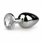 Diogol metāla anālais spraudnis Silver with Clear Crystal S – 7 cm – Sudrabs — Foto 1