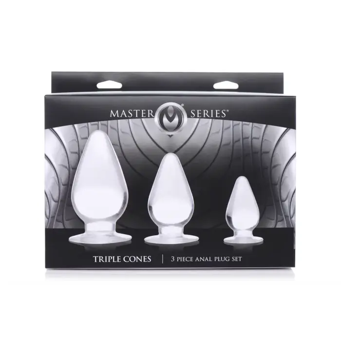 Triple Cones anālo spraudņu komplekts – 3 daļu komplekts – caurspīdīgs – līdz 7 cm