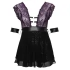 Cottelli Bondage Plus Babydoll Set – Lilac/Black – 2XL — Photo 6