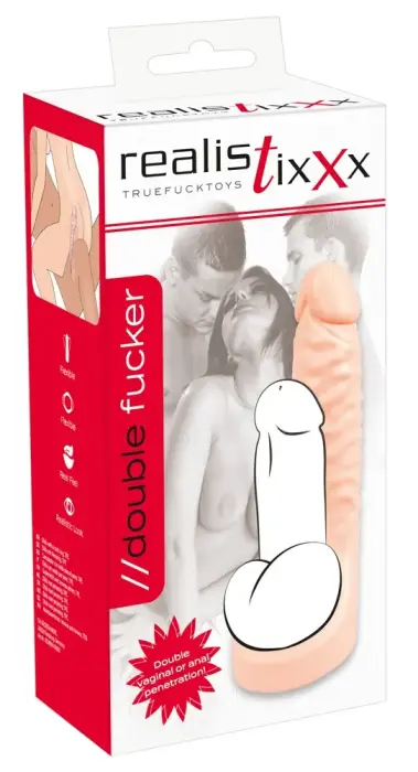 Realistixxx Double Fucker – peenise- ja munandivõru dildoga – 18 cm