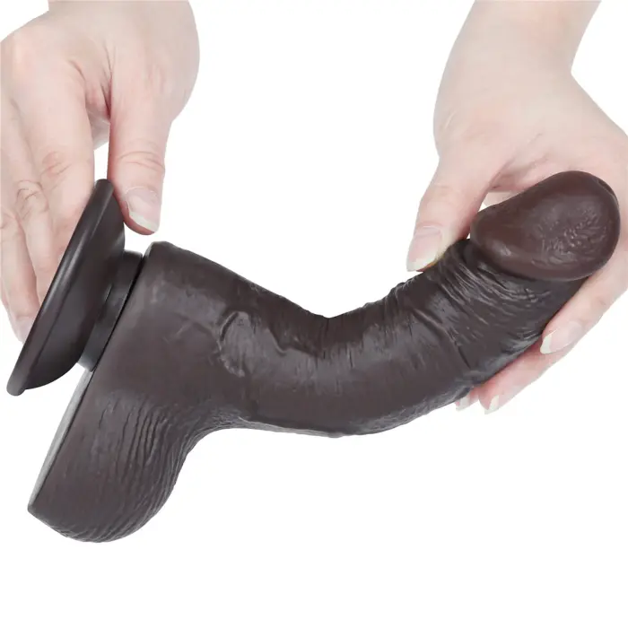 LoveToy Sliding Skin Dual Layer Dong – реалистичный двухслойный фаллоимитатор – TPE – чёрный – 19 см