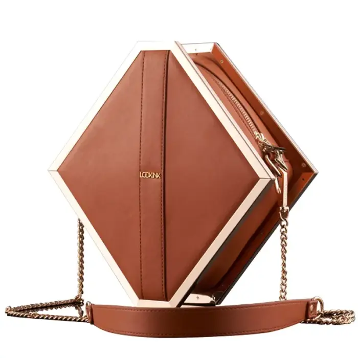 Lockink Mysterious Square Kink Bag – bag with cuffs, collar, leash and harness – brown