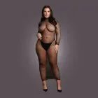 Сетчатое платье с длинными рукавами и высоким воротником – чёрное – One Size — Фото 4