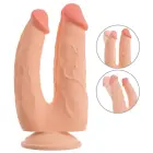 Nature Skin lankstomas dvigubos penetracijos dildo – 20 cm – kūno spalva — Nuotrauka 2