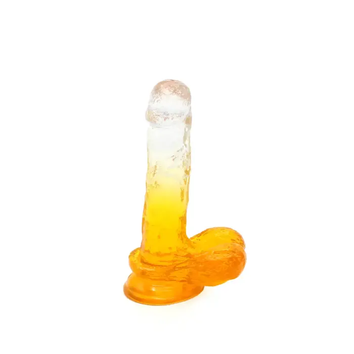 Kiotos Cox krāsains dildo ar piesūcekni – 18 cm (7″) – caurspīdīgi dzeltens