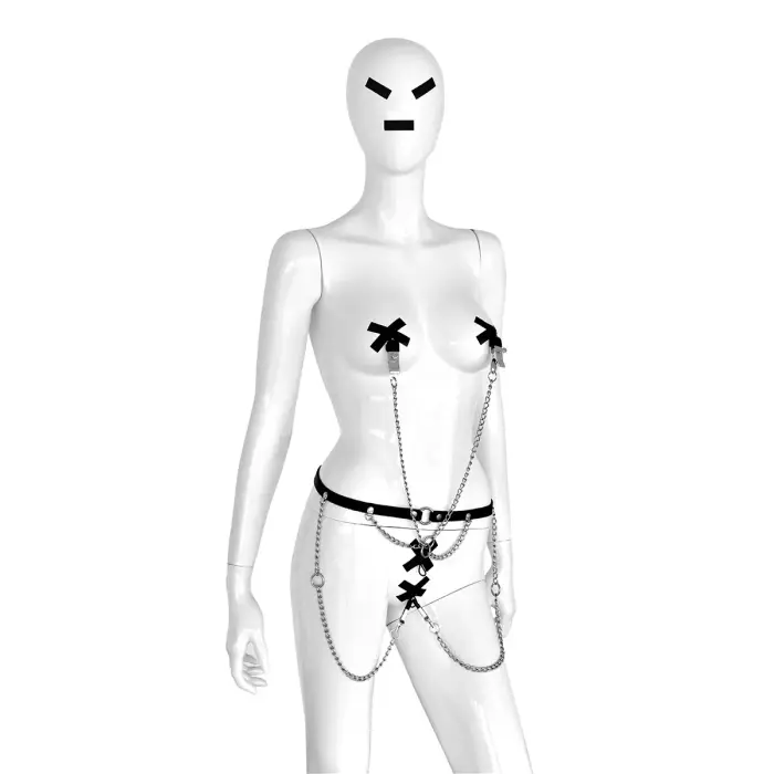 Leather Hip Belt and Rings with 4 Clamps Фото num