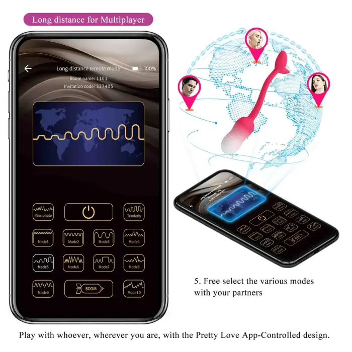 Pretty Love Poulsen виброяйцо с управлением через app – розовый