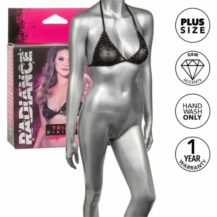 CalExotics Radiance Triangle Bikini Top Rhinestone – Black – 3X