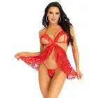 Babydoll with Peek-A-Boo Cups and String – Red – S — Photo 5