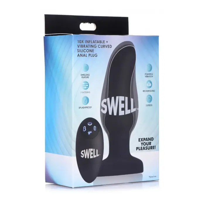 Inflatable Curved Vibrating Silicone Butt Plug – 15 cm (5.9″)