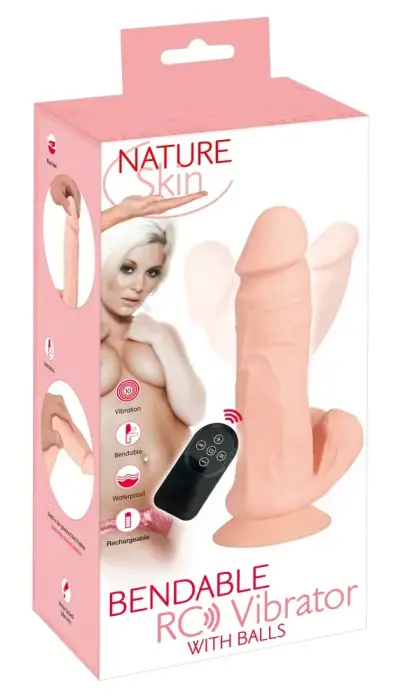 Nature Skin Bendable Remote Controlled Vibrator with Testicles – 21 cm (8.2″) – Skin