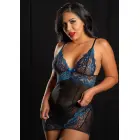 Daring Intimates Gėlėta nėrinių suknelė su stringais – mėlyna – S/M — Nuotrauka 11