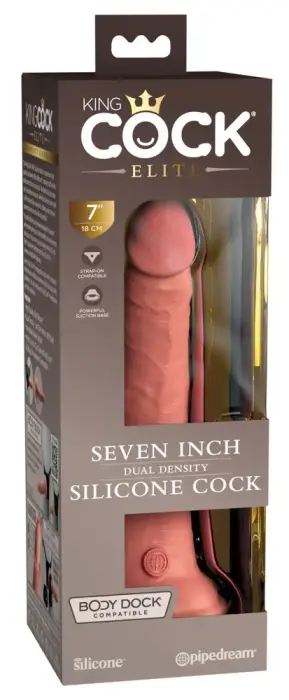 King Cock Elite KCE 7 divslāņu silikona dildo – 21 cm (8.3″) – miesas krāsa