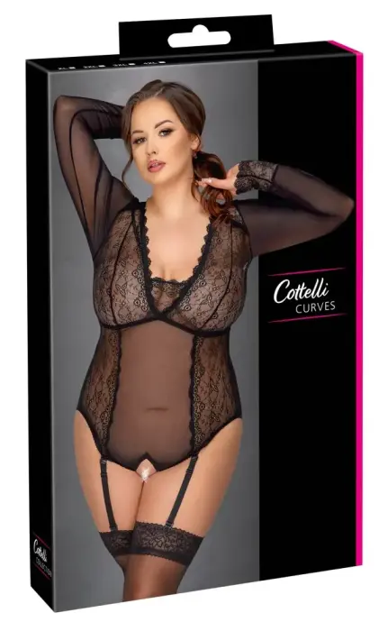 Cottelli CURVES Lace Bodysuit – Black – 3XL