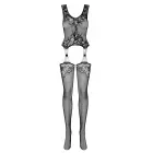 Floral Mesh Bodysuit with Open Back and Thigh Straps – Multicolored – XL — Photo 2