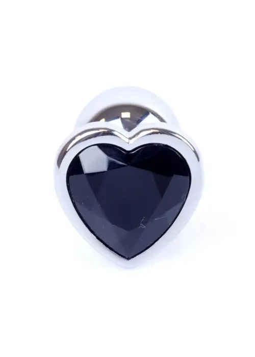 Plug-Jewellery Silver анальная пробка в форме сердца – 7 cm (2.8″) – Черная