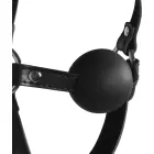 Ouch! Adjustable Black Head Harness with Integrated Blindfold & Ball Gag — Photo 5